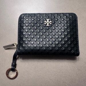 Tory Burch Small Black Quilted Leather Wallet